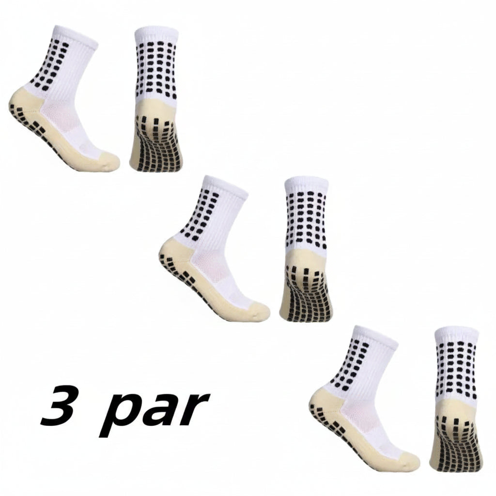 3 par mellomlange fotballsokker for barn med antiskli – størrelse 33–38