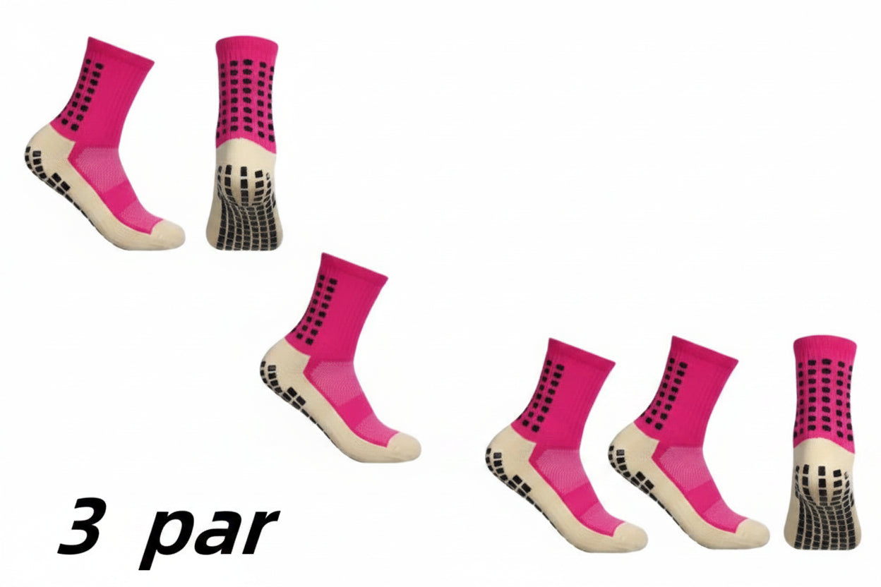 3 par mellomlange fotballsokker for barn med antiskli – størrelse 33–38